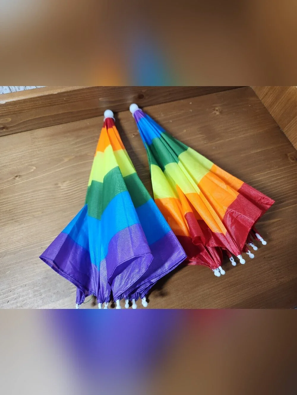 Rainbow Gay Pride 🌈 Umbrella Rain Hats Sunshade Set of Two Fun Party Summer